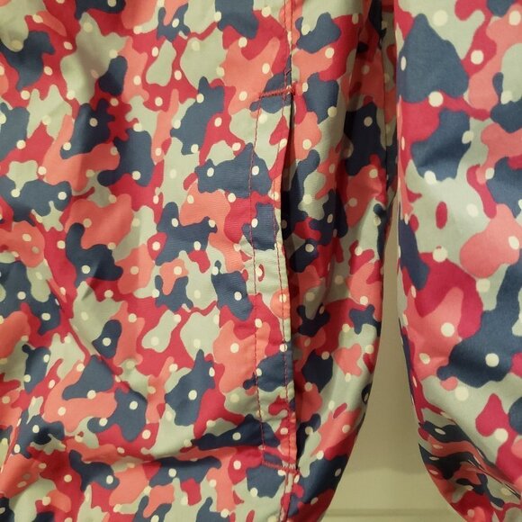 Columbia Girl's Pink Blue Grey Camo Print White Polka Dot Hooded Fleece Jacket L - Picture 11 of 12